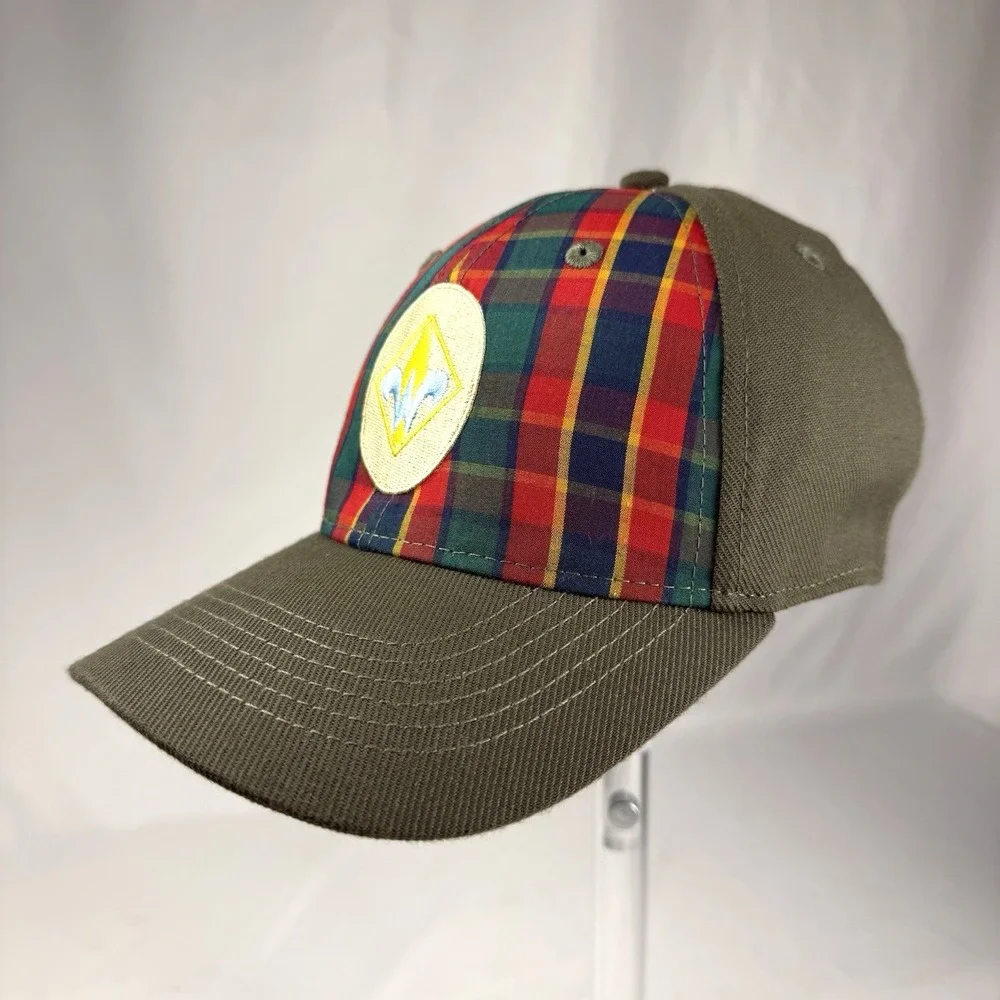 Boy Scouts Of America Webelo Fitted Hat Green S/M Embroidered Plaid 6 Panel‎